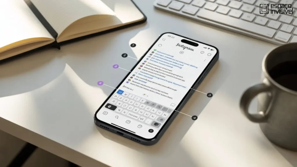 Como rolar uma linha para baixo no Instagram