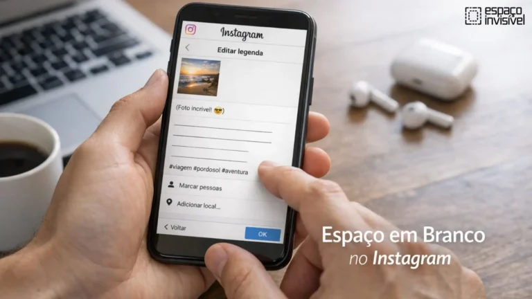Person editing caption with blank space on Instagram