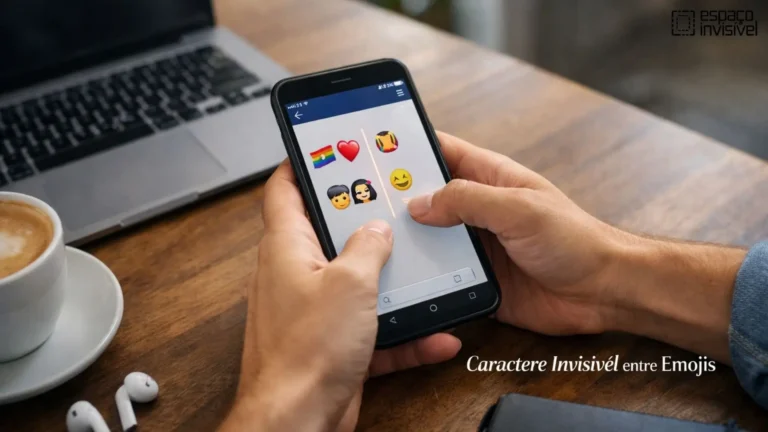 Person typing emojis with an invisible character